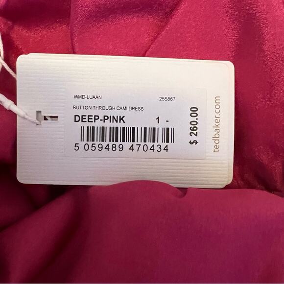 NWT Ted Baker London Luaan Button Through Cami Midi Dress in Pink Size 1 (0-2) - Picture 12 of 14